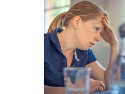 Frustrated woman mental roadblock