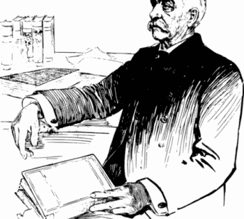 Professor at desk with a book