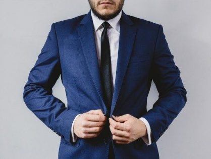 Man in blue suit.