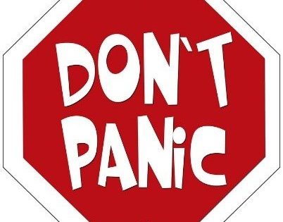 Don't panic sign for exam day tips post